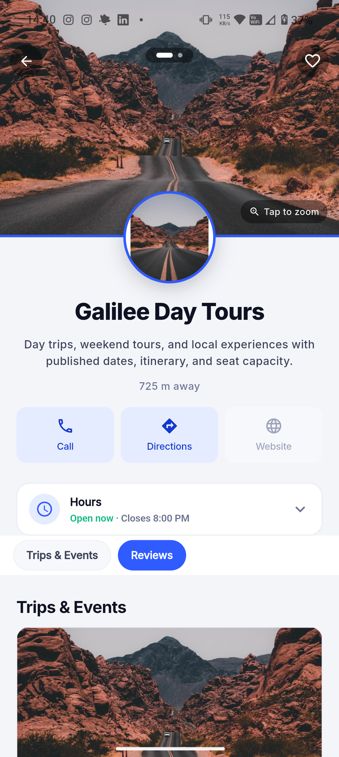 Trips and tours screenshot in Dorak Appointments